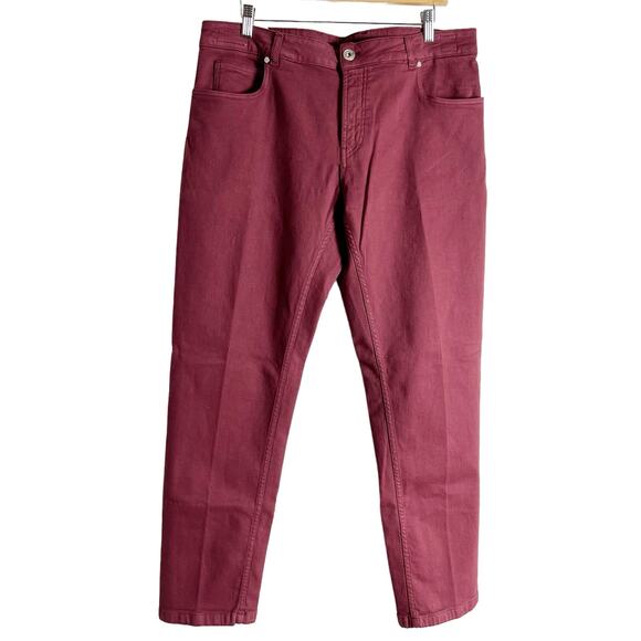 Eleventy Men’s Red Slim Fit 5-Pocket Pants Size 38 - Picture 1 of 10